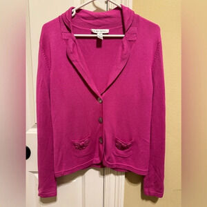 Rafael Pink Cardigan Floral Detail on Pockets Size M